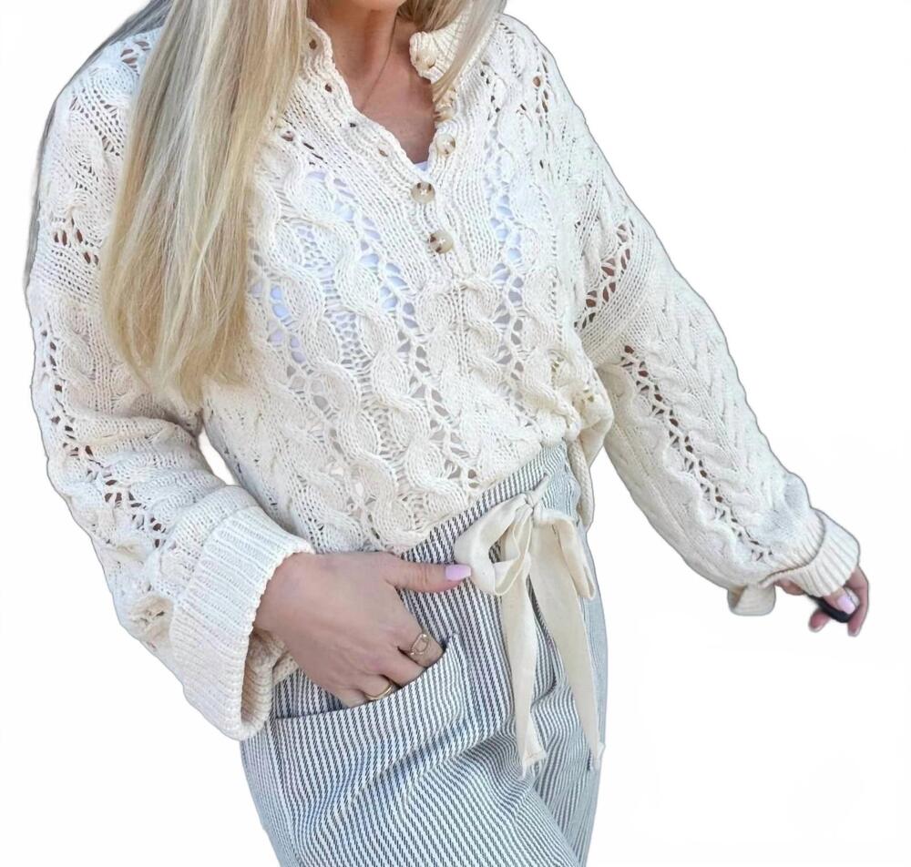 NEW LOVLOV soft twisted button up sweater in ivory